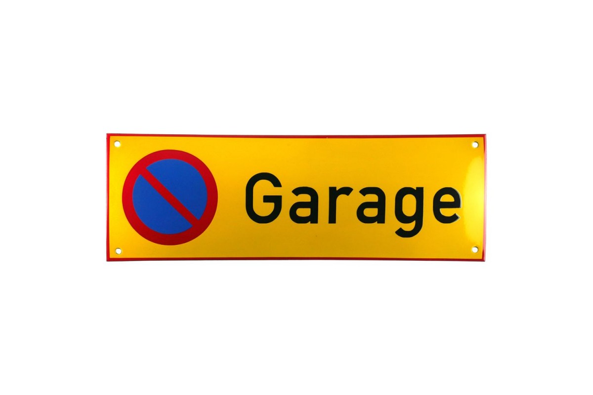 Emaljskylt Garage gul - svart 36 x 12 cm modell 31 Emaljskylt Garage gul - svart 36 x 12 cm modell 31