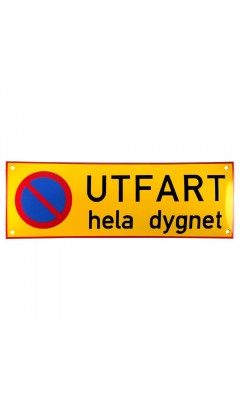 Emaljskylt UTFART hela dygnet gul - svart 36 x 12 cm modell 31 Emaljskylt UTFART hela dygnet gul - svart 36 x 12 cm modell 31
