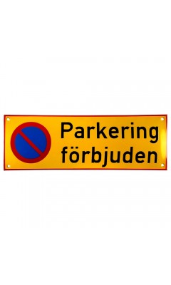 Emaljskylt Parkering förbjuden gul - svart 36 x 12 cm modell 31 Emaljskylt Parkering förbjuden gul - svart 36 x 12 cm modell 31