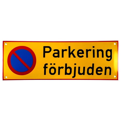 Emaljskylt Parkering förbjuden gul - svart 36 x 12 cm modell 31 Emaljskylt Parkering förbjuden gul - svart 36 x 12 cm modell 31