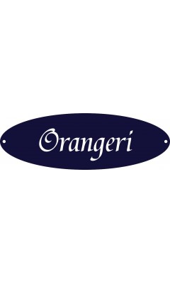 Emaljskylt Orangeri blå - vit 21 x 7 cm modell 32 Emaljskylt Orangeri blå - vit 21 x 7 cm modell 32