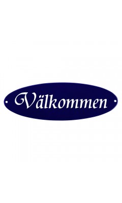 Emaljskylt Välkommen blå - vit 21 x 7 cm modell 32 Emaljskylt Välkommen blå - vit 21 x 7 cm modell 32