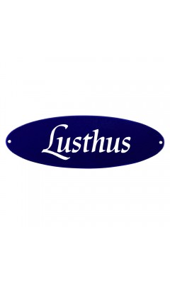 Emaljskylt Lusthus blå - vit 21 x 7 cm modell 32 Emaljskylt Lusthus blå - vit 21 x 7 cm modell 32