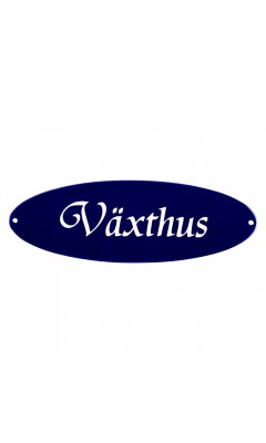 Emaljskylt Växthus blå - vit 21 x 7 cm modell 32 Emaljskylt Växthus blå - vit 21 x 7 cm modell 32