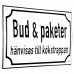 Emaljskylt Bud & paketer hänvisas till kökstrappan vit - svart 20 x 12 cm modell 39 Emaljskylt Bud & paketer hänvisas till kökstrappan vit - svart 20 x 12 cm modell 39
