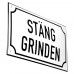 Emaljskylt STÄNG GRINDEN vit - svart 20 x 12 cm modell 39 Emaljskylt STÄNG GRINDEN vit - svart 20 x 12 cm modell 39