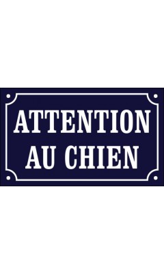 Emaljskylt ATTENTION AU CHIEN blå - vit 20 x 12 cm modell 11 Emaljskylt ATTENTION AU CHIEN blå - vit 20 x 12 cm modell 11