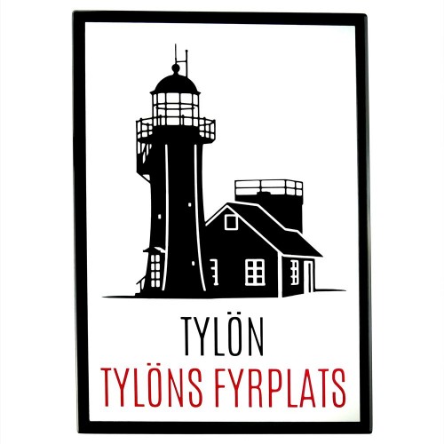 Emaljmotiv Tylöns fyrplats vit - svart  x  cm modell S1