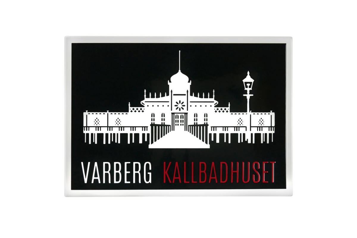 Emaljmotiv Varberg kallbadhus svart - vit x cm modell S1 Emaljmotiv Varberg kallbadhus svart - vit x cm modell S1