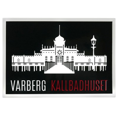 Emaljmotiv Varberg kallbadhus svart - vit  x  cm modell S1