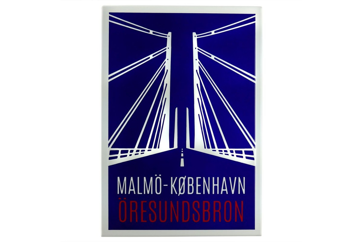 Emaljmotiv Öresundsbron blå - vit x cm modell S1 Emaljmotiv Öresundsbron blå - vit x cm modell S1