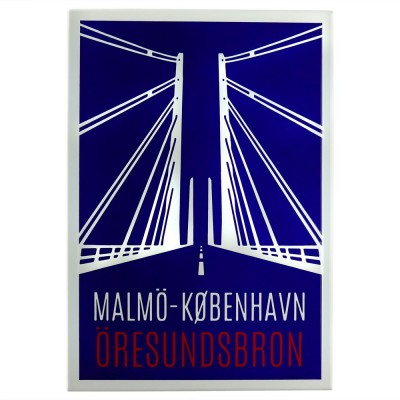 Emaljmotiv Öresundsbron blå - vit  x  cm modell S1