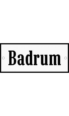 Emaljskylt Badrum vit - svart 12 x 5 cm modell 4
