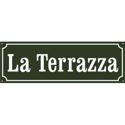 Emaljskylt La Terrazza BRG - vit 60 x 20 cm