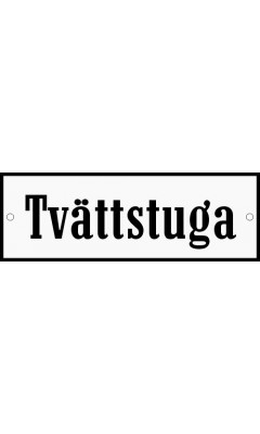 Emaljskylt Tvättstuga vit - svart 15 x 5 cm modell 4 Emaljskylt Tvättstuga vit - svart 15 x 5 cm modell 4