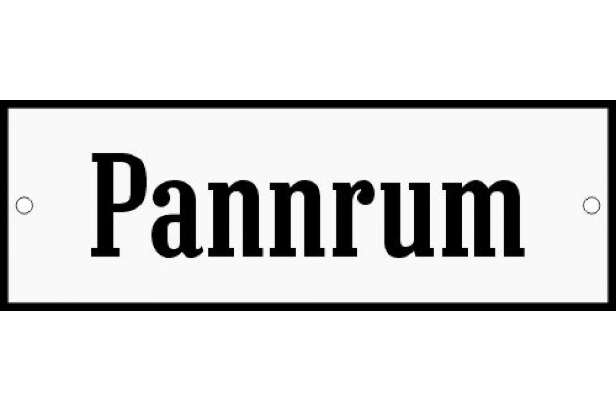 Emaljskylt Pannrum vit - svart 15 x 5 cm modell 4 Emaljskylt Pannrum vit - svart 15 x 5 cm modell 4