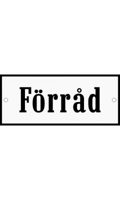 Emaljskylt Förråd vit - svart 12 x 5 cm modell 4 Emaljskylt Förråd vit - svart 12 x 5 cm modell 4