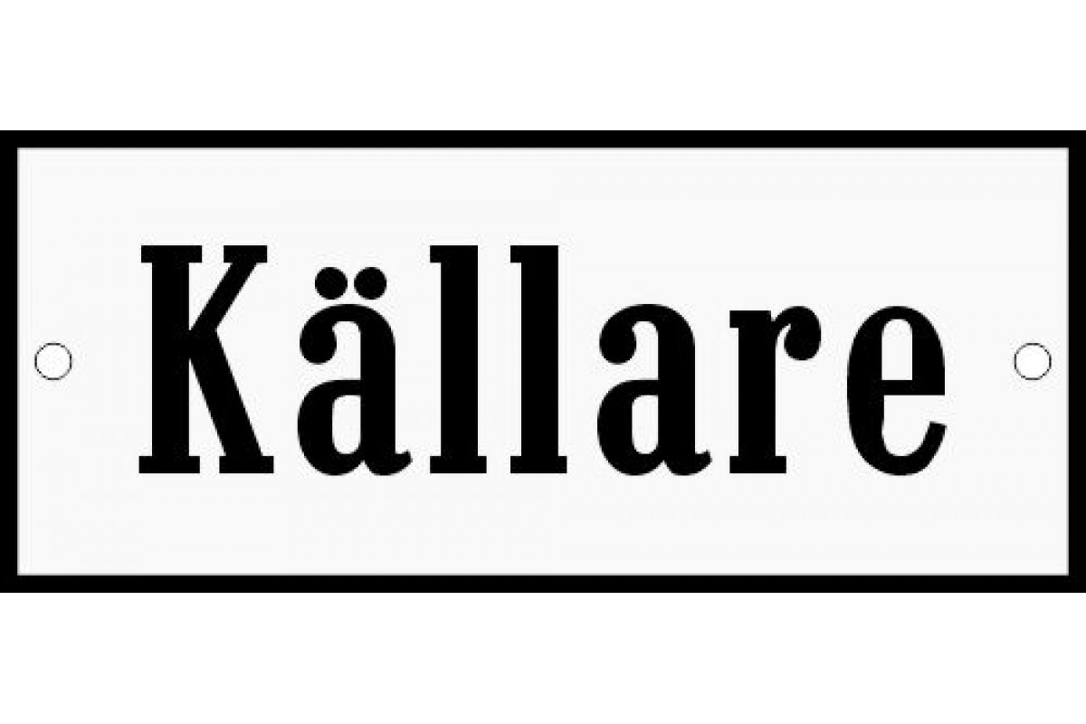 Emaljskylt Källare vit - svart 12 x 5 cm modell 4 Emaljskylt Källare vit - svart 12 x 5 cm modell 4