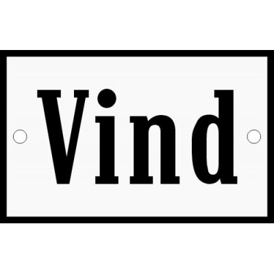 Emaljskylt Vind vit - svart 8 x 5 cm modell 4