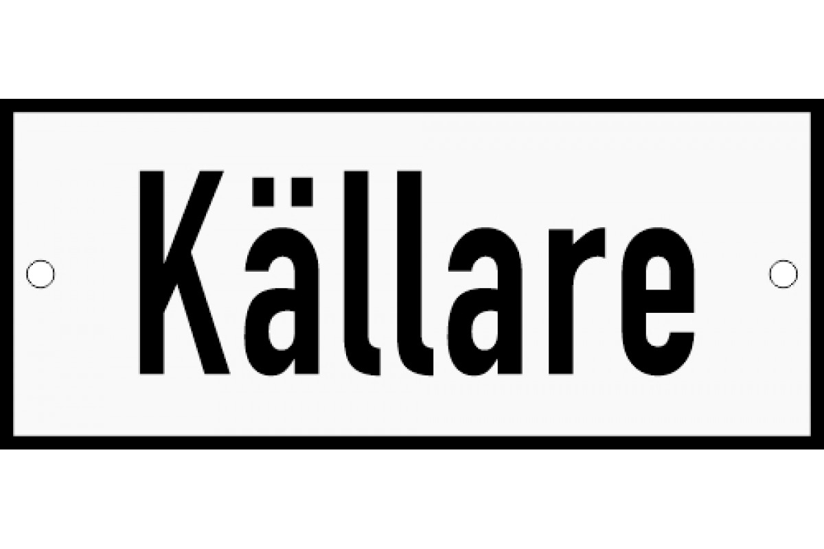 Emaljskylt Källare vit - svart 12 x 5 cm modell 2 Emaljskylt Källare vit - svart 12 x 5 cm modell 2
