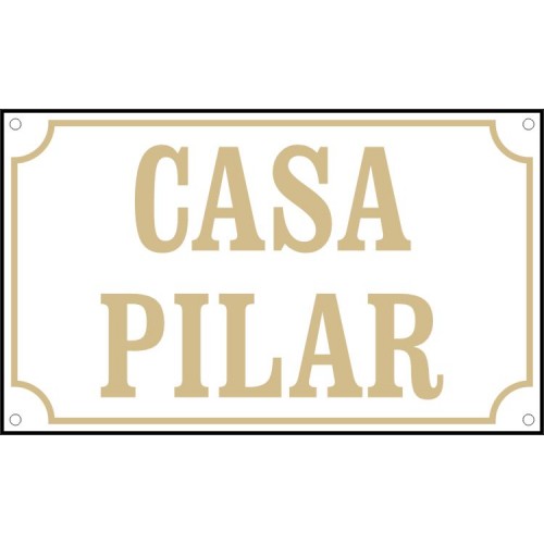 Emaljskylt CASA PILAR vit - beige (RAL 1001) 25 x 15 cm