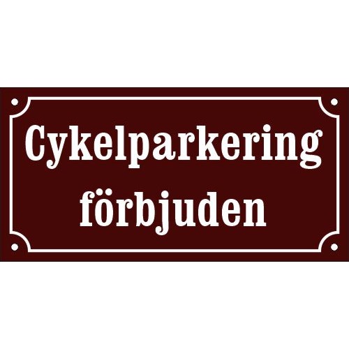 Emaljskylt Cykelparkering förbjuden Bordeaux / vit 24 x 12 cm