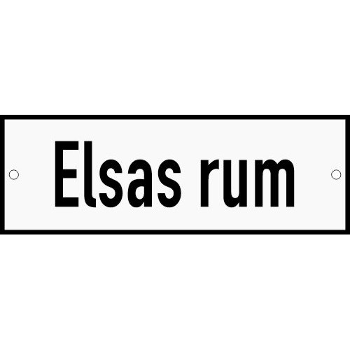 Emaljskylt Elsas rum 15 x 5 cm vit/svart