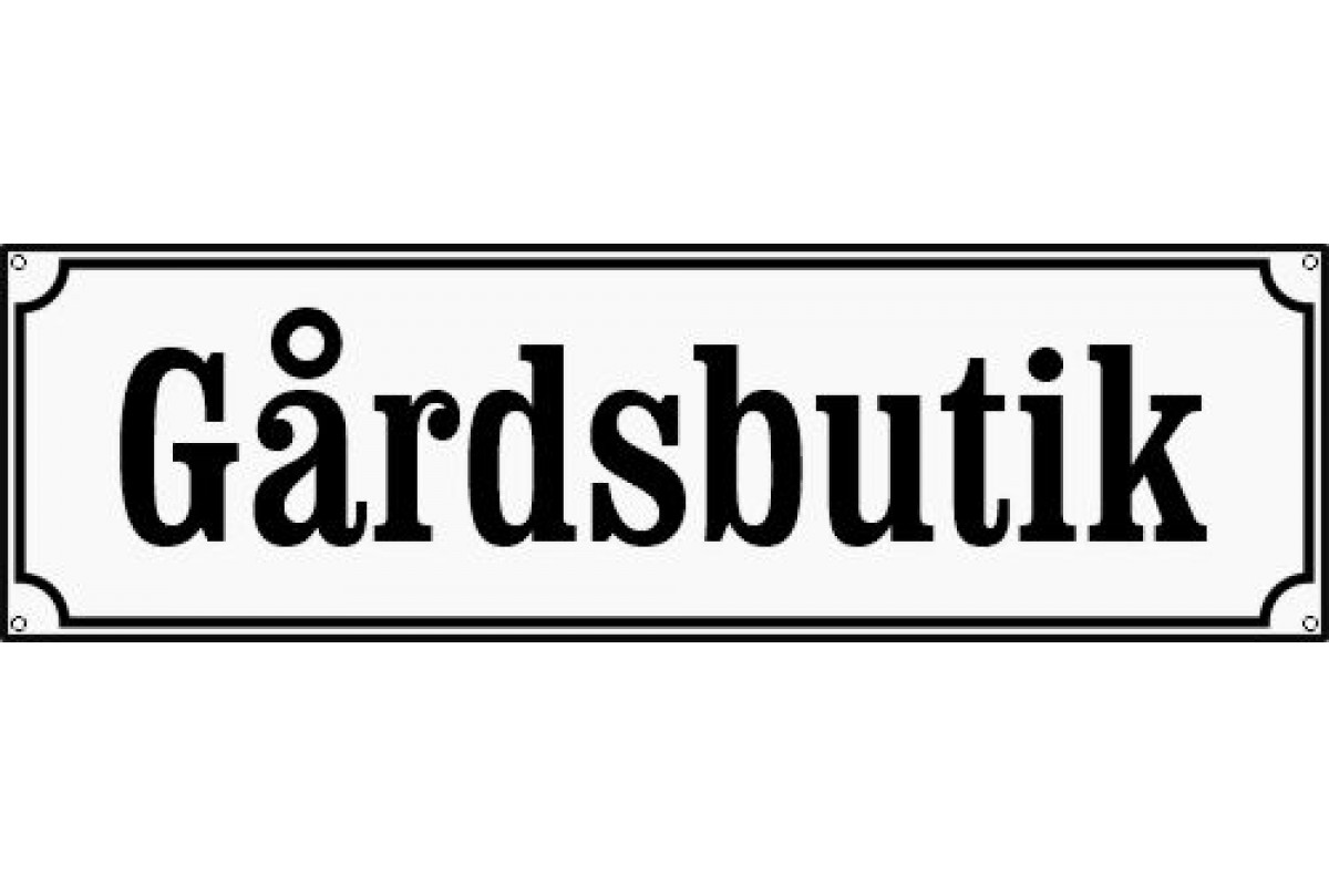 Emaljskylt Gårdsbutik 50x15 cm vit-svart Emaljskylt Gårdsbutik 50x15 cm vit-svart