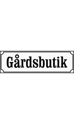 Emaljskylt Gårdsbutik 50x15 cm vit-svart Emaljskylt Gårdsbutik 50x15 cm vit-svart