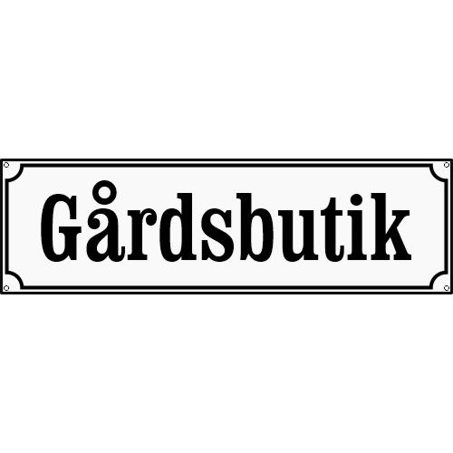 Emaljskylt Gårdsbutik 50x15 cm vit-svart