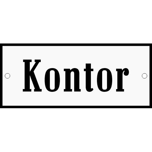 Emaljskylt Kontor vit - svart 12 x 5 cm modell 4