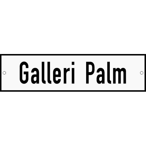 Emaljskylt Galleri Palm vit - svart 20 x 5 cm modell 2